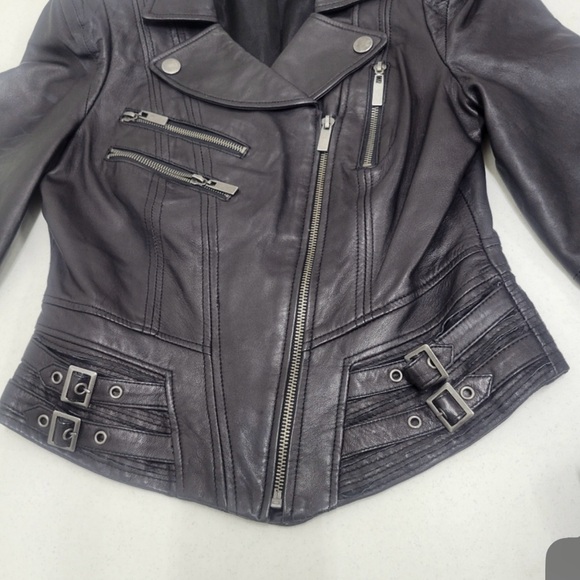 Bebe leather black jacket, size Small, soft 100% real leather shoulder pad - Picture 10 of 15